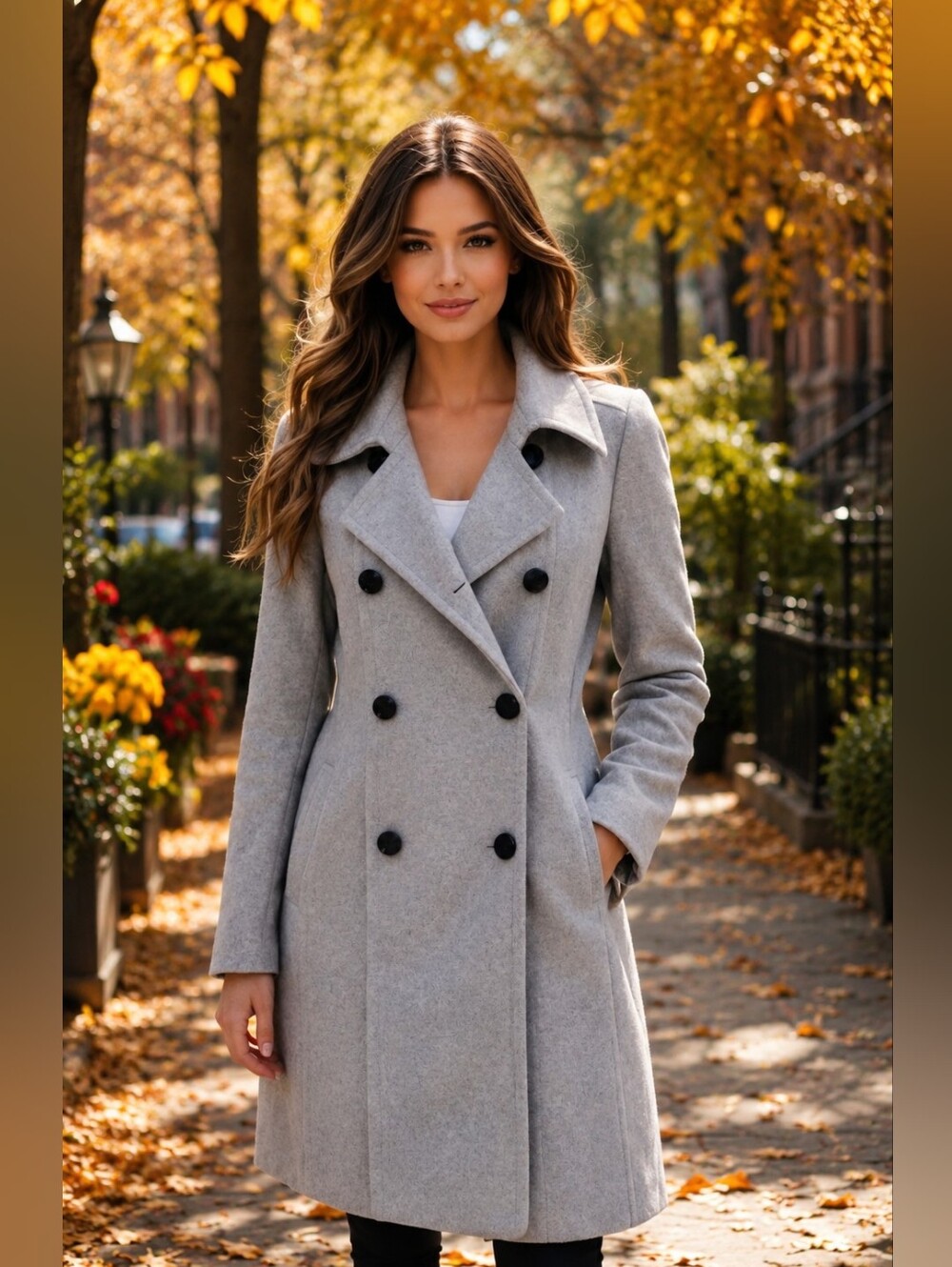 Express Winter Peacoat Coat Soft Wool Blend Double Breasted Neutral Gray Medium